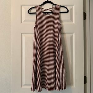 Maroon and White Stripes Tank Dress